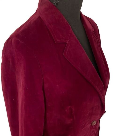 Personal Vintage Ladies Burgundy Velvet/Velour Double Button Front - Picture 3 of 10